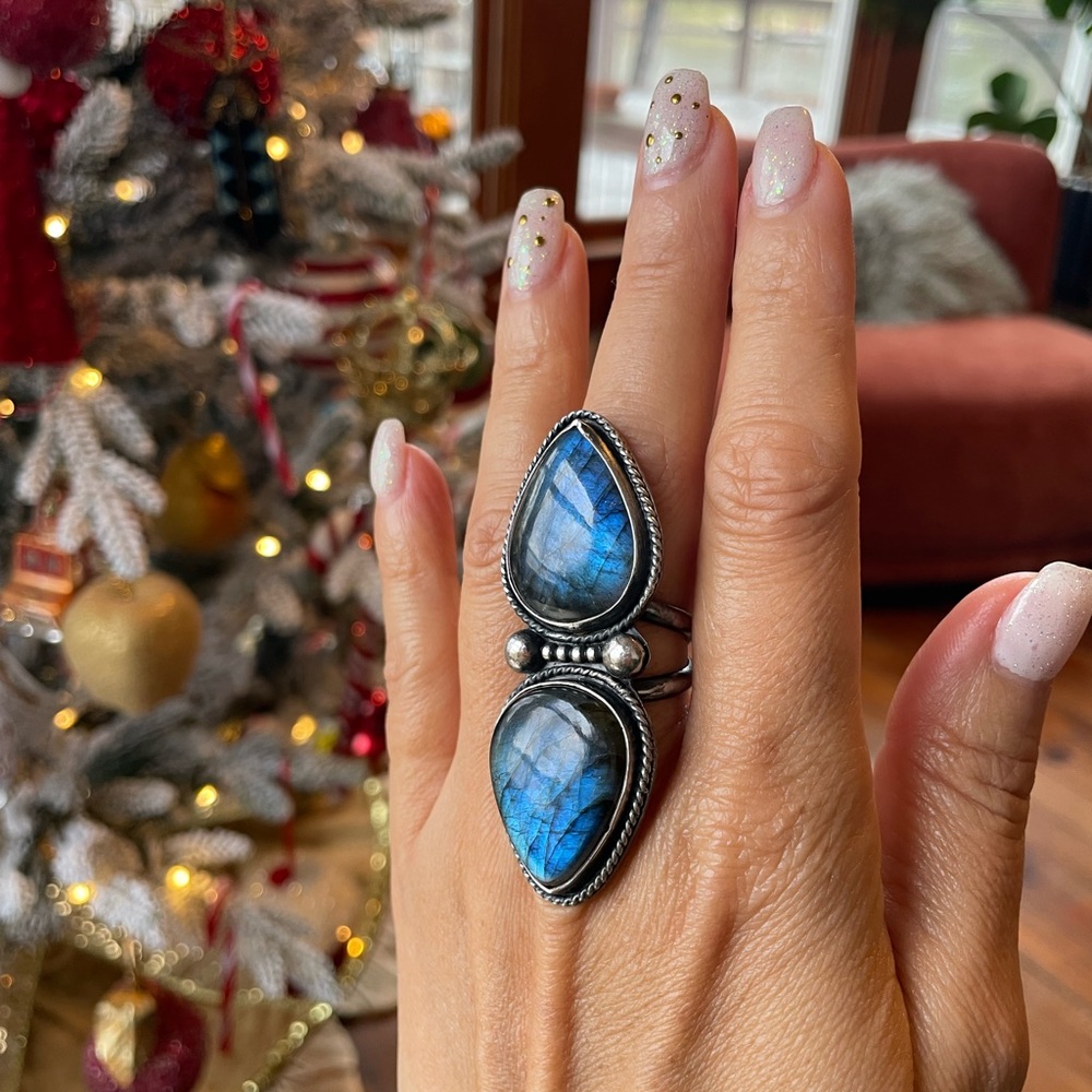 🦋 BOLD Labradorite & Sterling Silver Ring 🦋